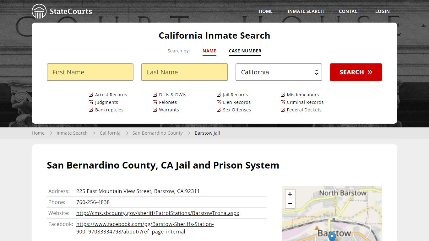 Barstow Jail Inmate Records Search, California - StateCourts