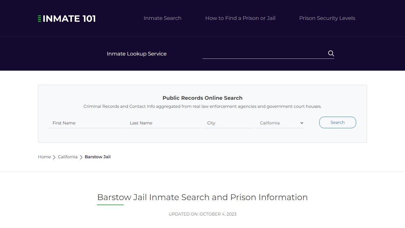 Barstow Jail Inmate Search and Prison Information